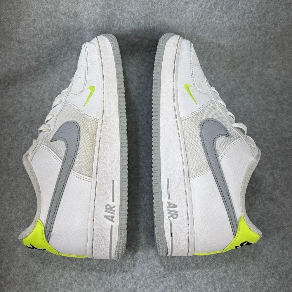 Nike Air Force 1 Low GS White Grey Volt Youth 7Y FN3875-101‎ Shoes